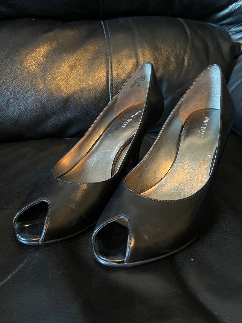 Nine West Black Peep-Toe Heels